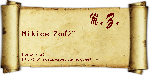 Mikics Zoé névjegykártya