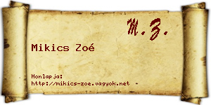 Mikics Zoé névjegykártya