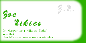 zoe mikics business card